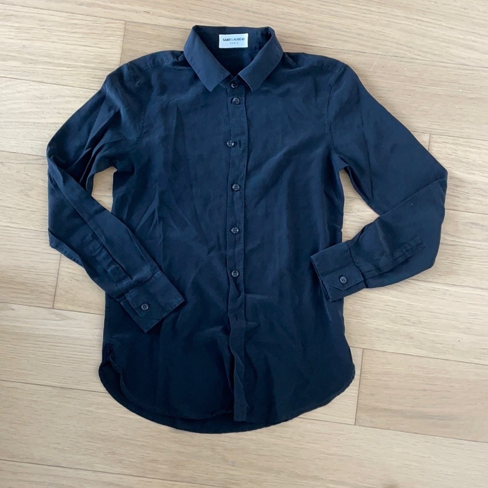 Saint Laurent Silk Shirt in Black